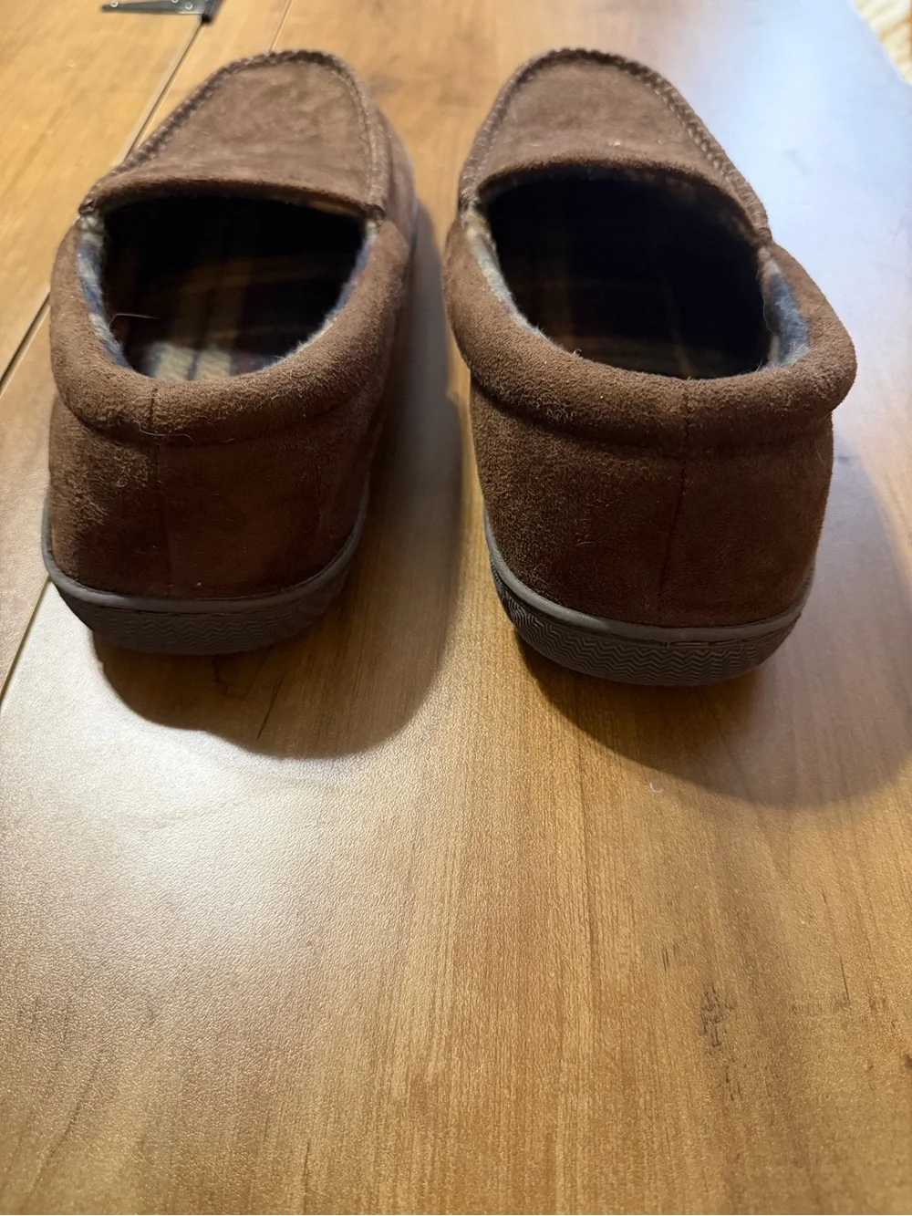 Dockers Men’s Brown Suede Slip-On Loafers with Plaid Lining